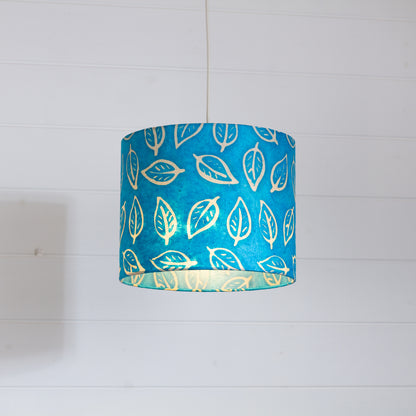 Drum Lamp Shade - B125 ~ Batik Leaf Teal, 25cm x 20cm