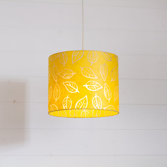 Drum Lamp Shade - B107 ~ Batik Leaf Yellow, 25cm x 20cm