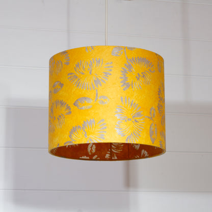 Drum Lamp Shade - B120 Batik Peony Yellow, 25cm x 20cm