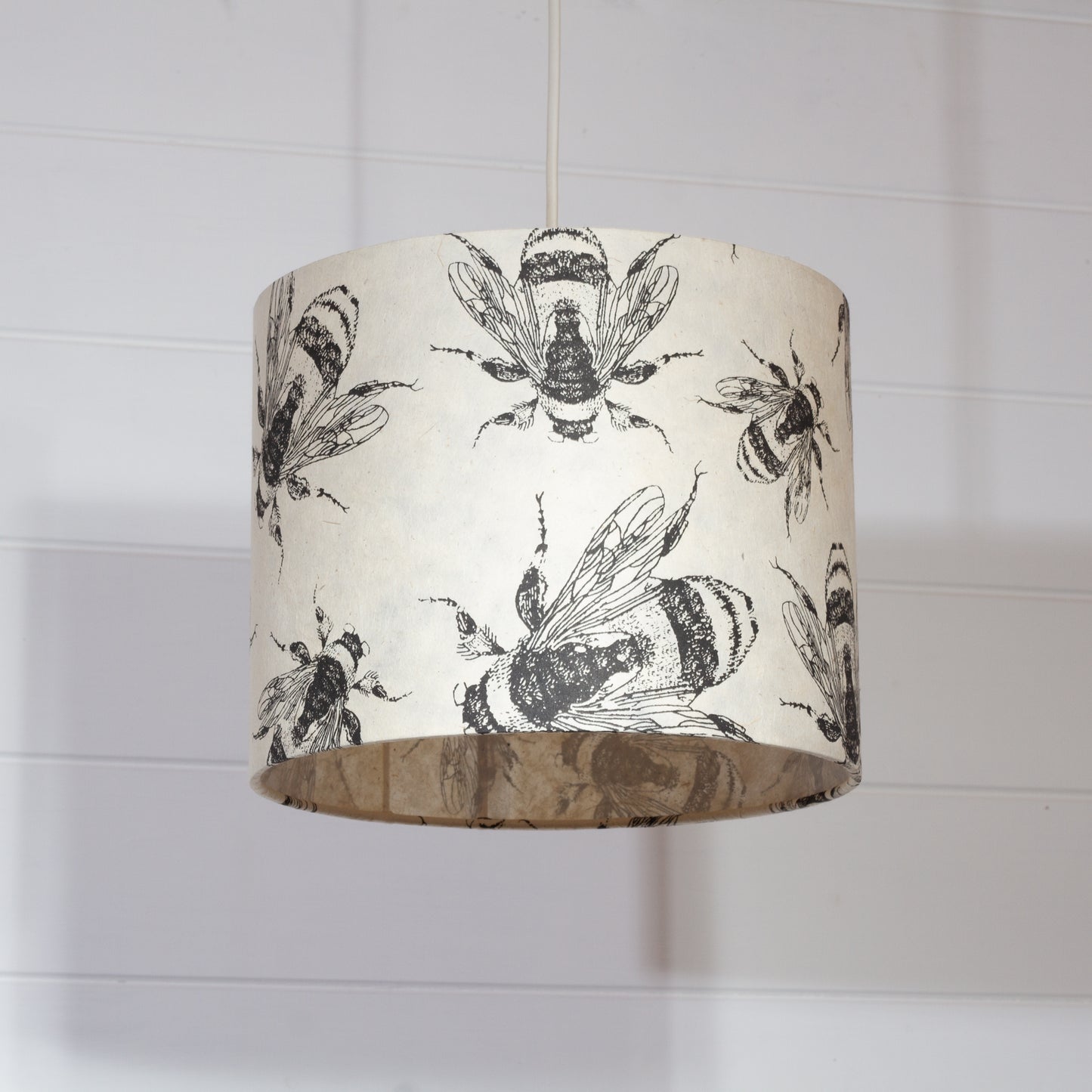 Drum Lamp Shade - P42 - Bees Screen Print, 25cm x 20cm