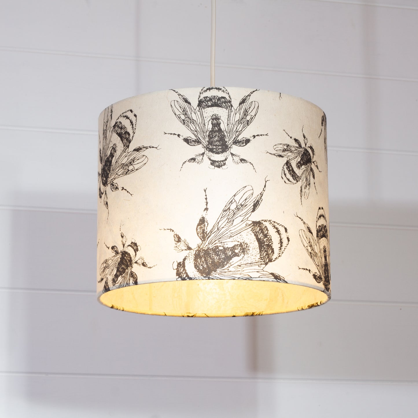 Drum Lamp Shade - P42 - Bees Screen Print, 25cm x 20cm