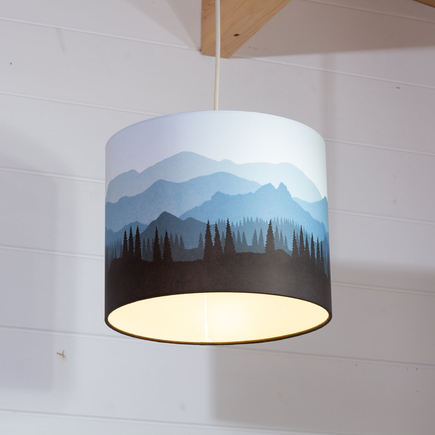 Drum Lamp Shade - Landscape #4 Blue, 25cm(d) x 20cm(h)