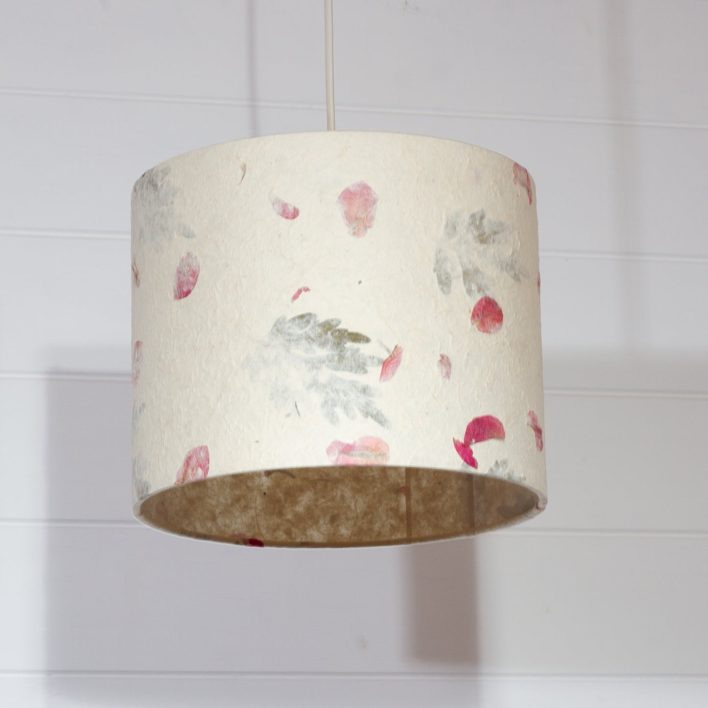 Drum Lamp Shade - B142 ~ Leaves and Flowers, 25cm x 20cm