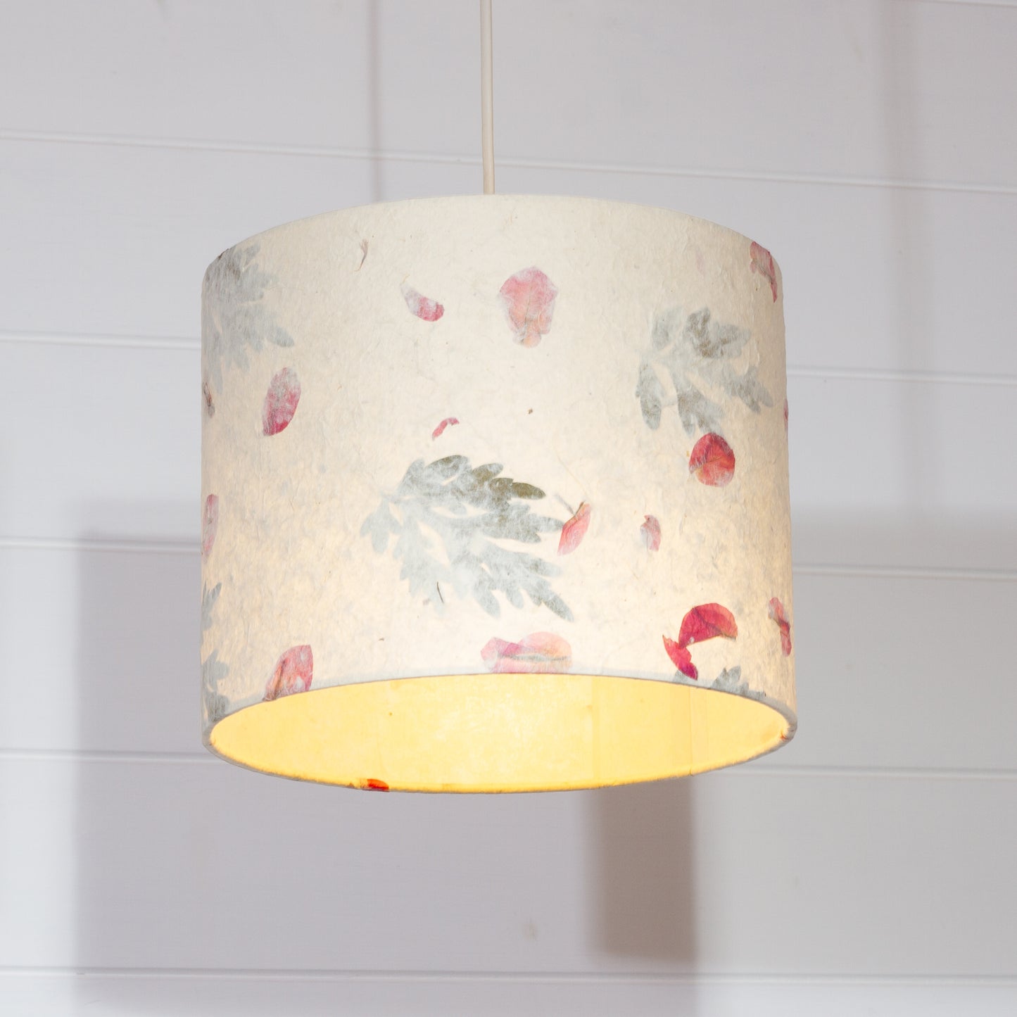 Drum Lamp Shade - B142 ~ Leaves and Flowers, 25cm x 20cm