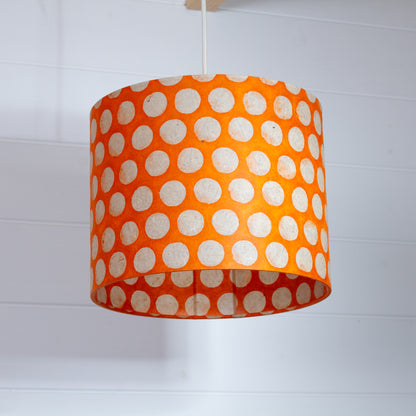 Drum Lamp Shade - B110 ~ Batik Dots on Orange, 25cm x 20cm
