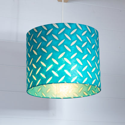 Drum Lamp Shade - P15 - Batik Tread Plate Mint Green, 25cm x 20cm