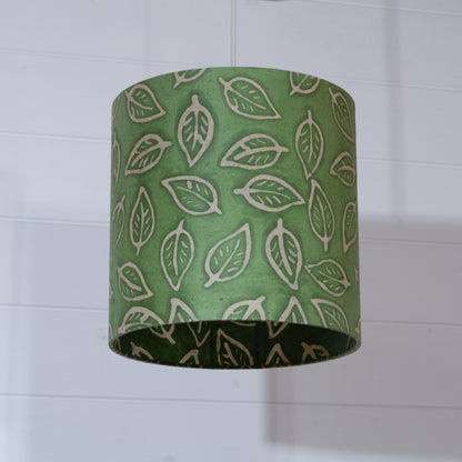 Drum Lamp Shade - P29 - Batik Leaf on Green, 25cm x 25cm
