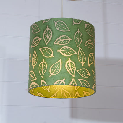Drum Lamp Shade - P29 - Batik Leaf on Green, 25cm x 25cm
