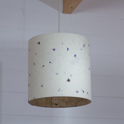Drum Lamp Shade - P34 - Cornflower Petals on Natural Lokta, 25cm x 25cm