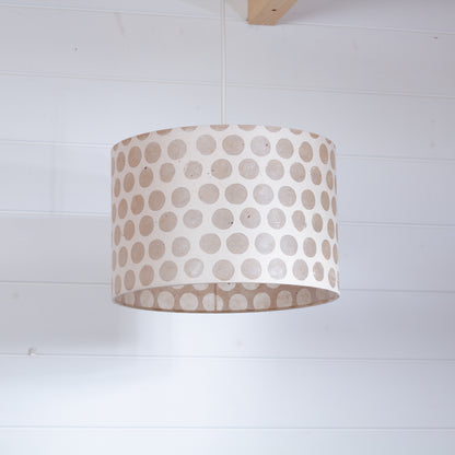 Drum Lamp Shade - P85 ~ Batik Dots on Natural, 30cm(d) x 20cm(h)