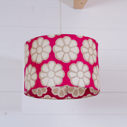 Drum Lamp Shade - P22 - Batik Big Flower on Hot Pink, 30cm(d) x 20cm(h)