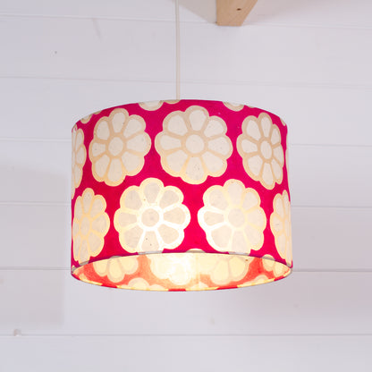 Drum Lamp Shade - P22 - Batik Big Flower on Hot Pink, 30cm(d) x 20cm(h)