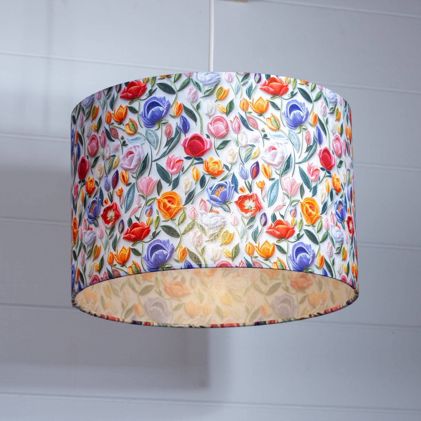 Drum Lamp Shade - F150 ~ Tulip Stems, 30cm(d) x 20cm(h)