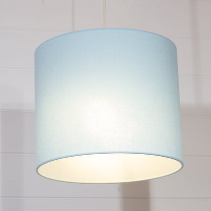 Drum Lamp Shade - F190 ~ Baby Blue Linen Fabric, 30cm(d) x 25cm(h)