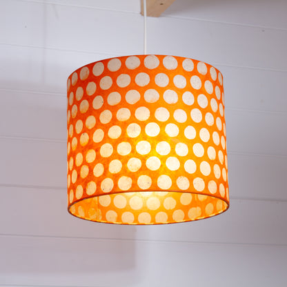 Drum Lamp Shade - B110 ~ Batik Dots on Orange, 30cm(d) x 25cm(h)