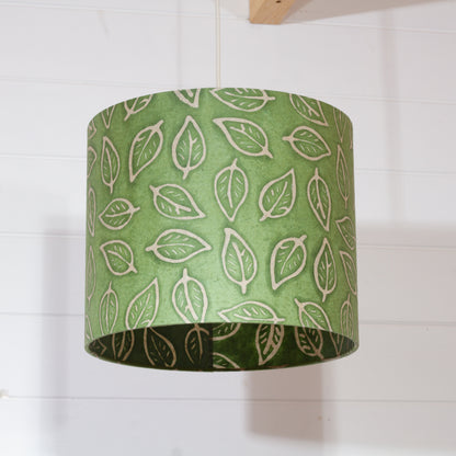 Drum Lamp Shade - P29 - Batik Leaf on Green, 30cm(d) x 25cm(h)