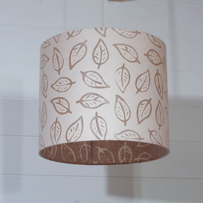 Drum Lamp Shade - P28 - Batik Leaf on Natural, 30cm(d) x 25cm(h)