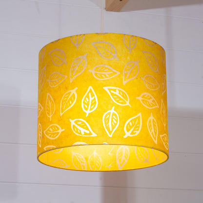 Drum Lamp Shade - B107 ~ Batik Leaf Yellow, 30cm(d) x 25cm(h)