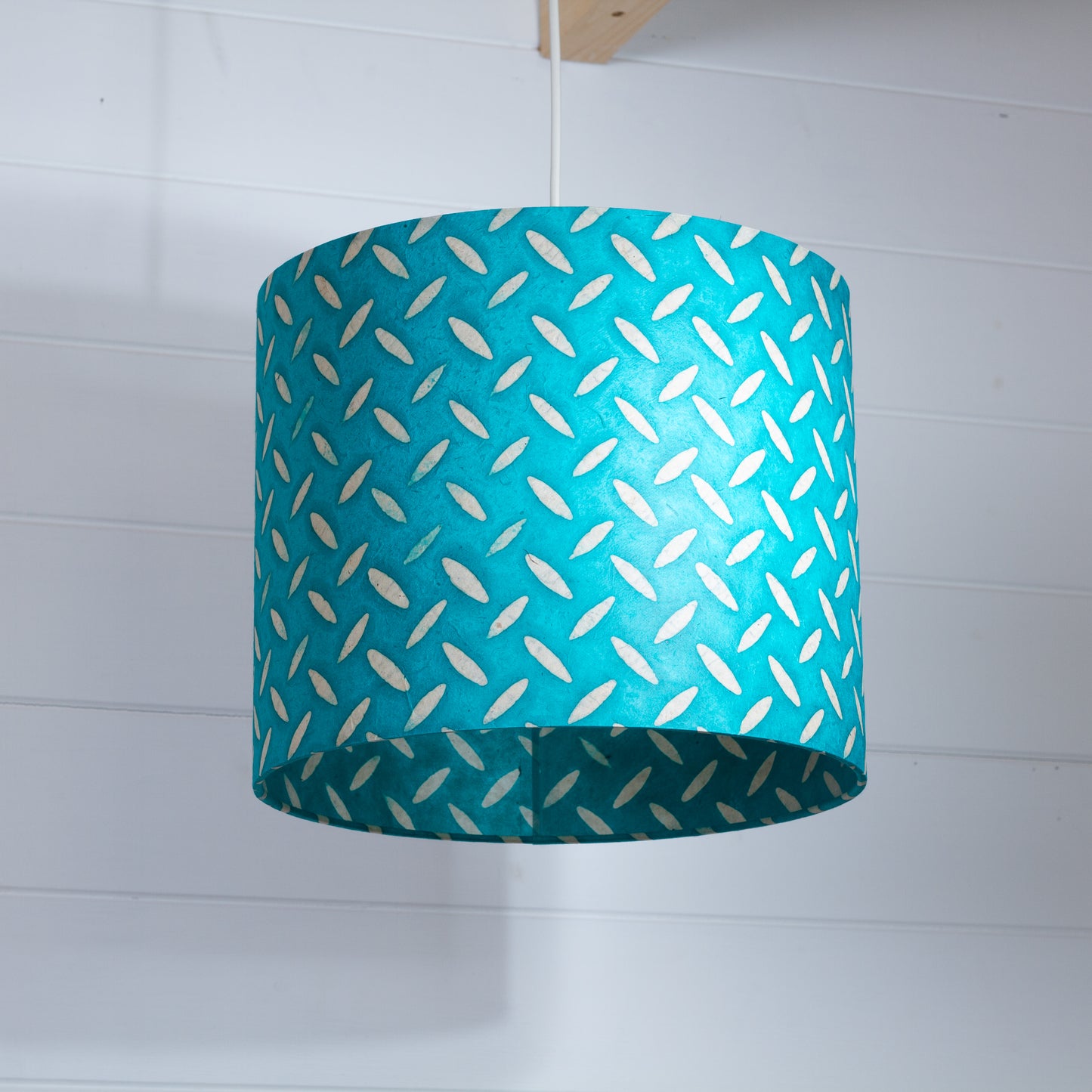 Drum Lamp Shade - P15 - Batik Tread Plate Mint Green, 30cm(d) x 25cm(h)