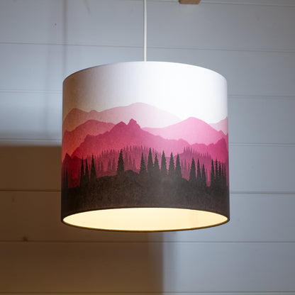 Landscape #4 Print Drum Lamp Shade 30cm(d) x 25cm(h) - Pink