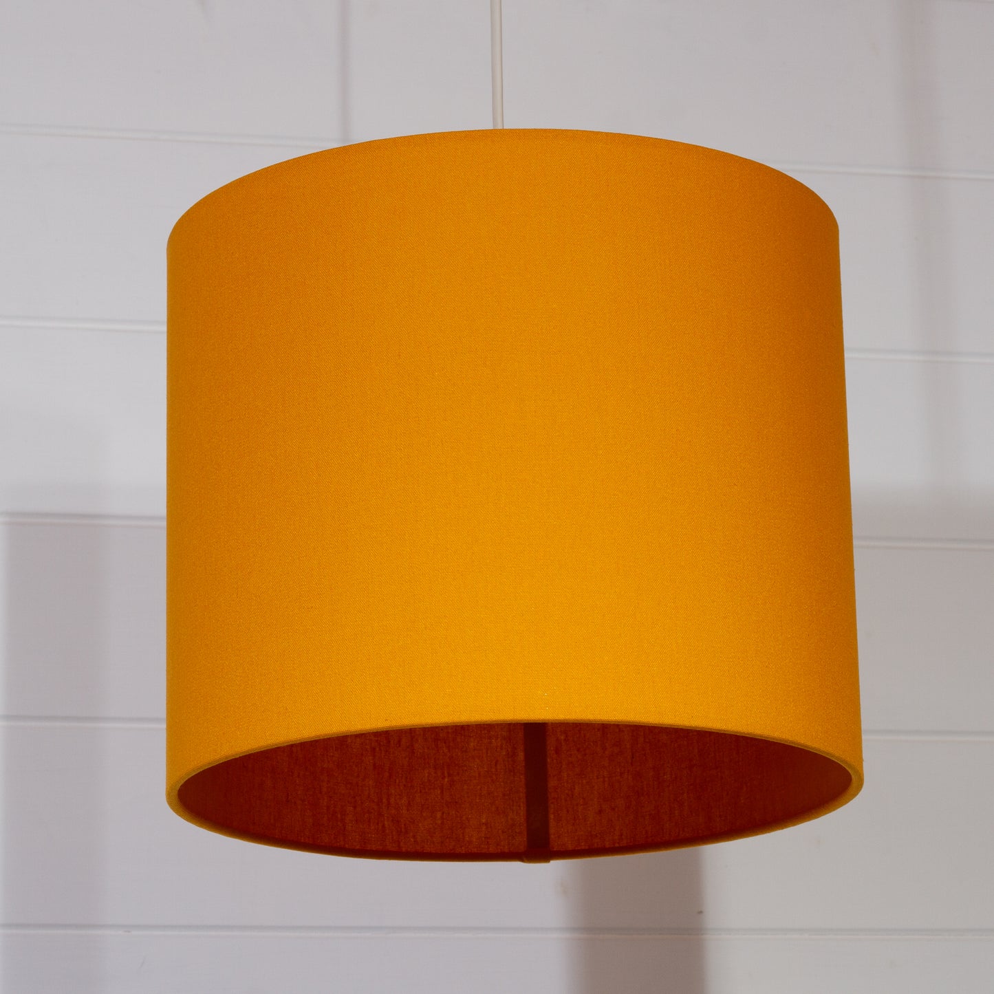 Drum Lamp Shade - F180 ~ Yellow Ochre Linen Fabric, 30cm(d) x 25cm(h)