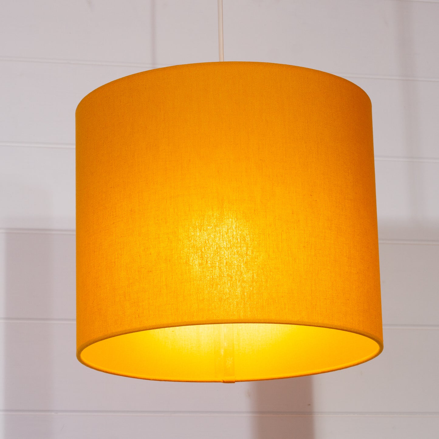 Drum Lamp Shade - F180 ~ Yellow Ochre Linen Fabric, 30cm(d) x 25cm(h)