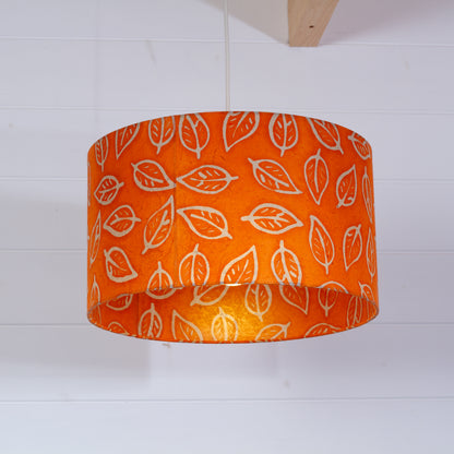 Drum Lamp Shade - B123 ~ Batik Leaf Orange, 35cm(d) x 20cm(h)