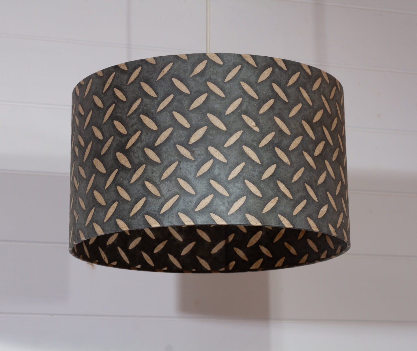 Drum Lamp Shade - P88 ~ Batik Tread Plate Grey, 35cm(d) x 20cm(h)