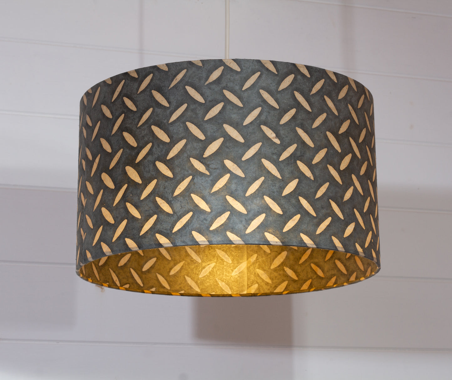 Drum Lamp Shade - P88 ~ Batik Tread Plate Grey, 35cm(d) x 20cm(h)
