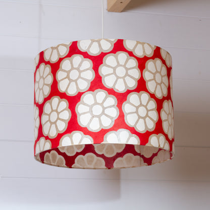 Drum Lamp Shade - P18 - Batik Big Flower on Red, 35cm(d) x 30cm(h)