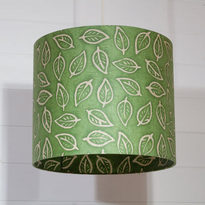 Drum Lamp Shade - P29 - Batik Leaf on Green, 35cm(d) x 30cm(h)