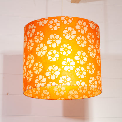 Drum Lamp Shade - P94 - Batik Star Flower on Orange, 35cm(d) x 30cm(h)
