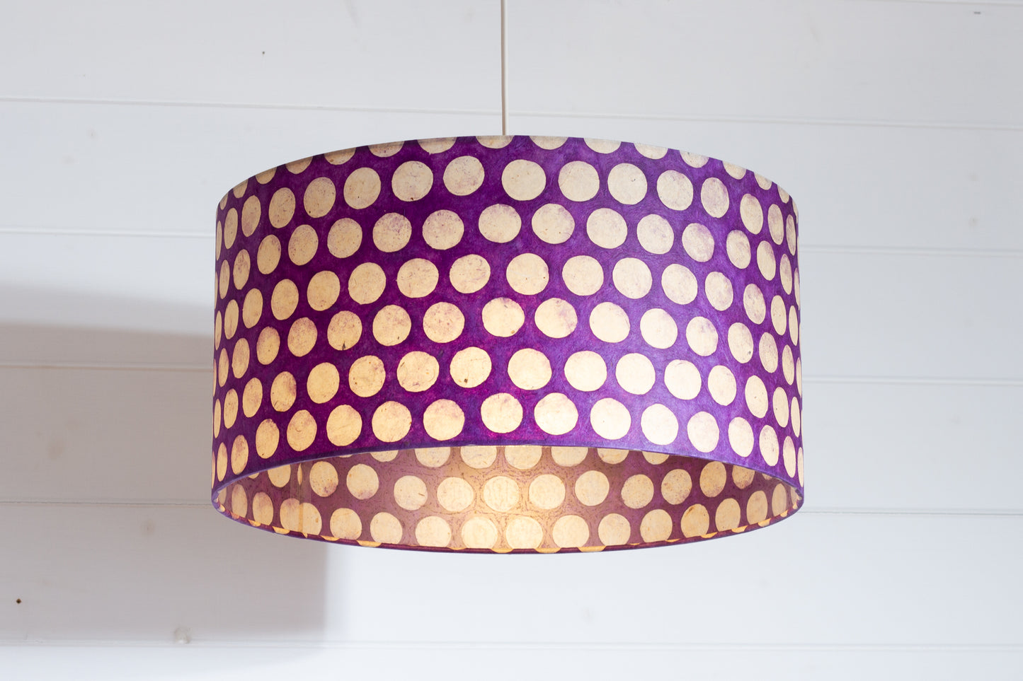 Drum Lamp Shade - P79 - Batik Dots Purple, 40cm(d) x 20cm(h)