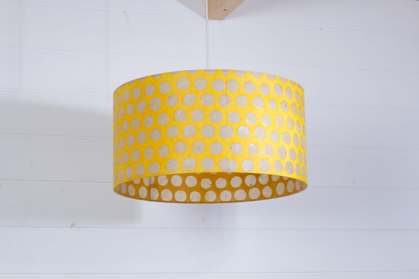 Drum Lamp Shade - P86 ~ Batik Dots on Yellow, 40cm(d) x 20cm(h)