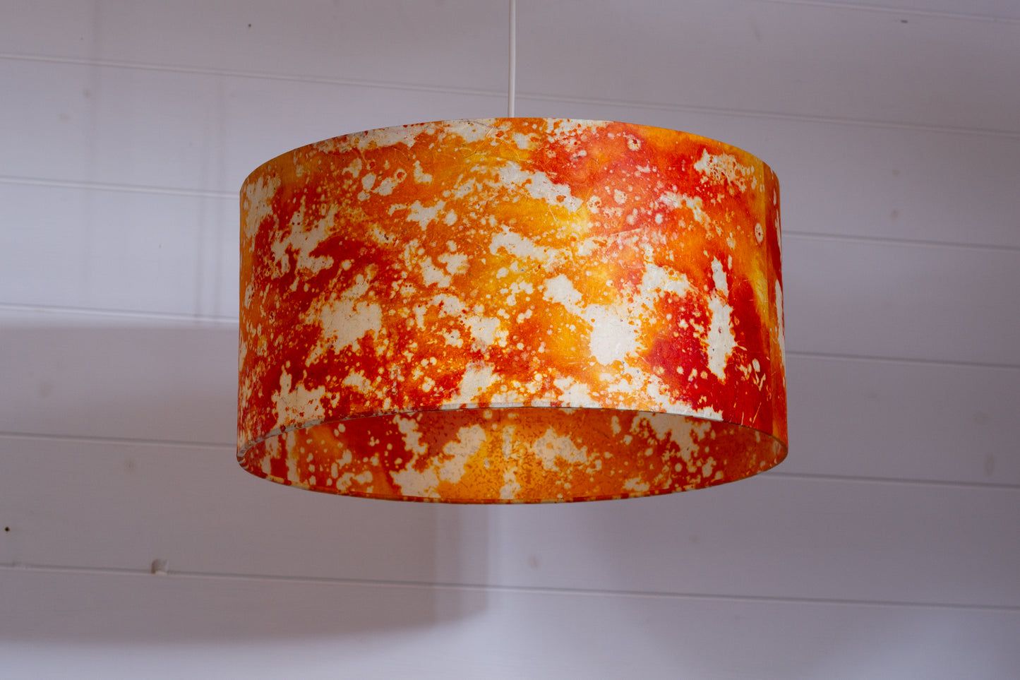 Drum Lamp Shade - B112 ~ Batik Lava Red/Orange, 40cm(d) x 20cm(h)