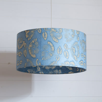 Drum Lamp Shade - B129 ~ Batik Peony Blue, 40cm(d) x 20cm(h)