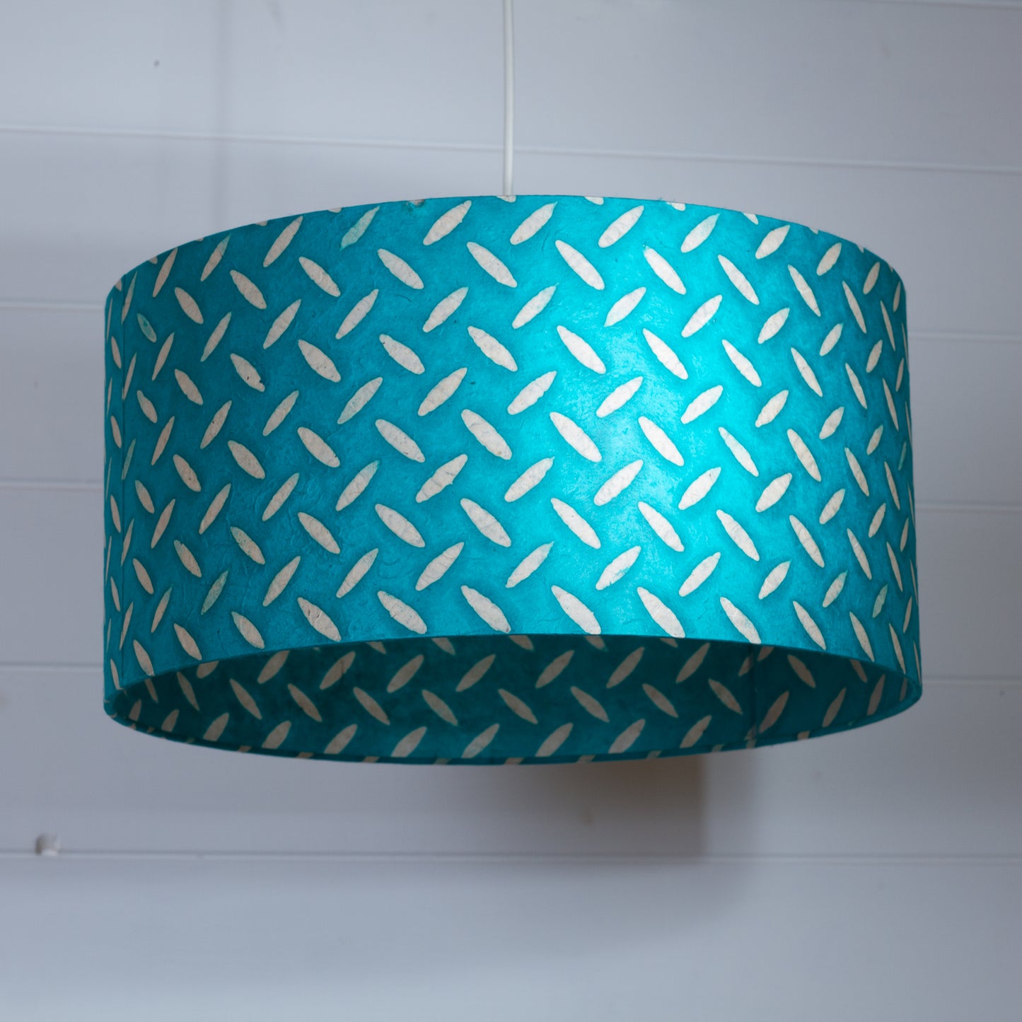 Drum Lamp Shade - P15 - Batik Tread Plate Mint Green, 40cm(d) x 20cm(h)
