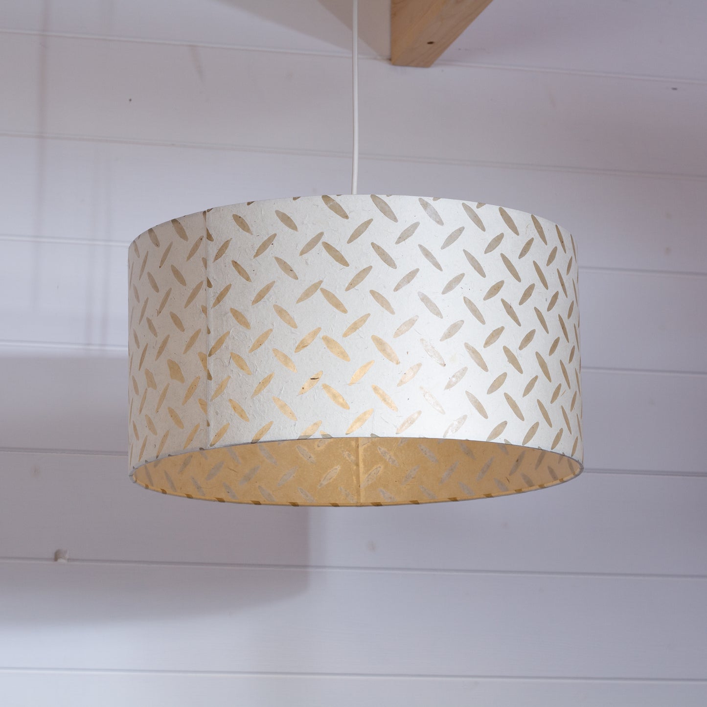 Drum Lamp Shade - P10 - Batik Tread Plate Natural, 40cm(d) x 20cm(h)