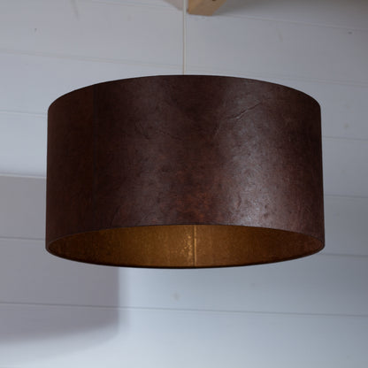 Drum Lamp Shade - P58 - Brown Lokta, 40cm(d) x 20cm(h)