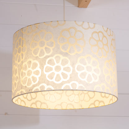 Drum Lamp Shade - P17 - Batik Big Flower on Natural, 40cm(d) x 25cm(h)