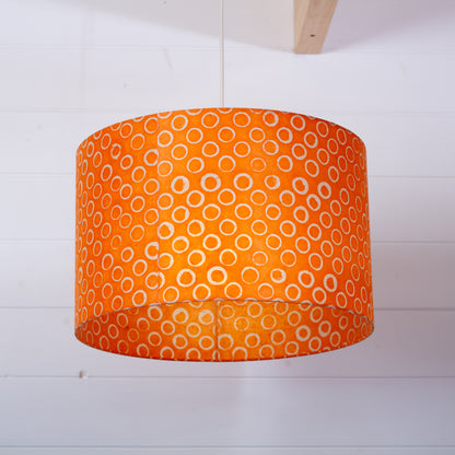 Drum Lamp Shade - P03 - Batik Orange Circles, 40cm(d) x 25cm(h)