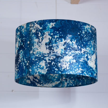 Drum Lamp Shade - B113 Batik Ocean Blues, 40cm(d) x 25cm(h)