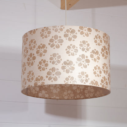 Drum Lamp Shade - P75 ~ Batik Star Flower Natural, 40cm(d) x 25cm(h)