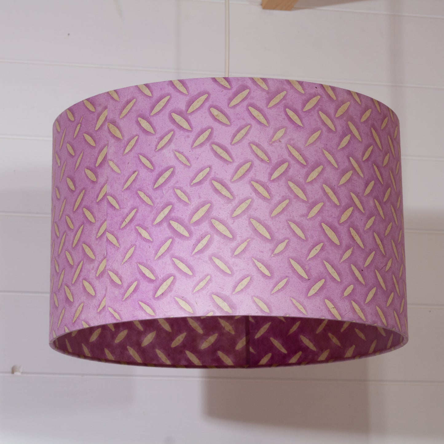 Drum Lamp Shade - B121 ~ Batik Tread Plate Lilac, 40cm(d) x 25cm(h)