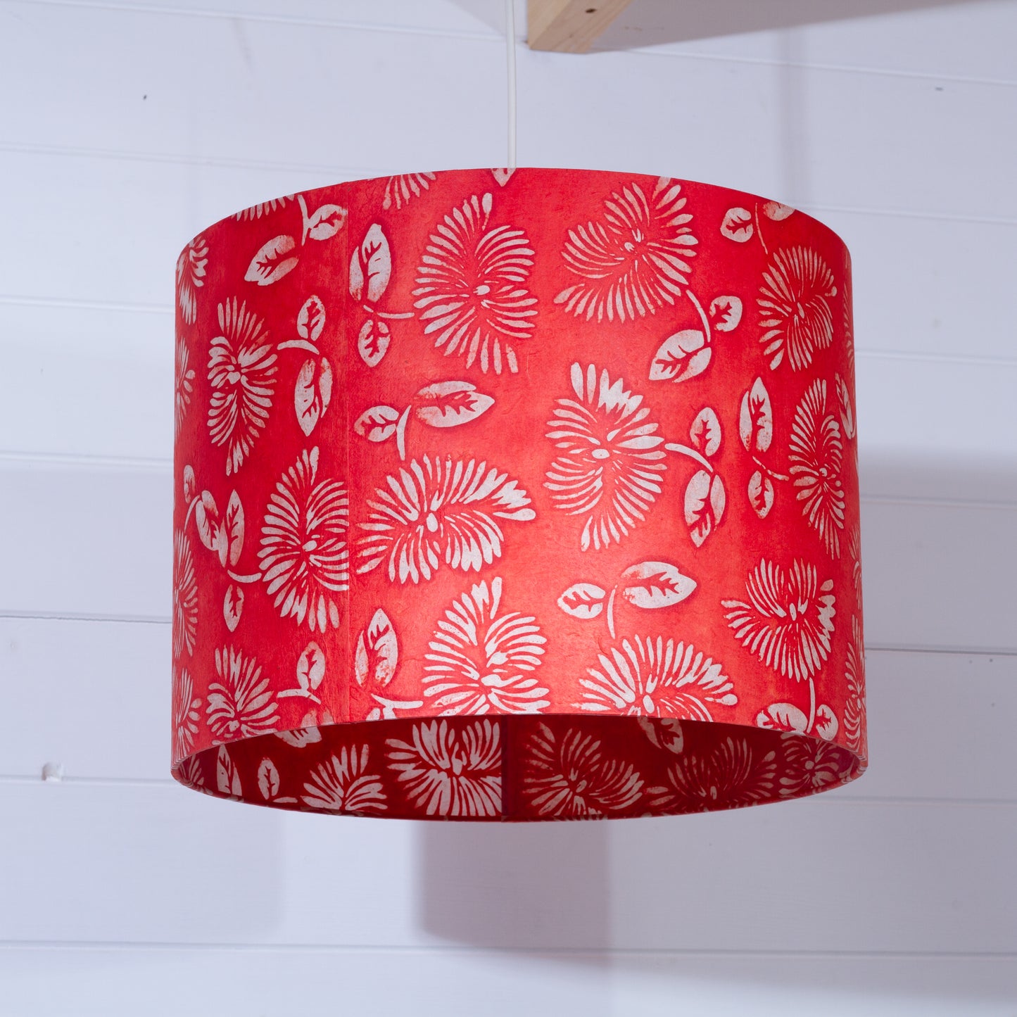 Drum Lamp Shade - B118 Batik Peony Red, 40cm(d) x 30cm(h)