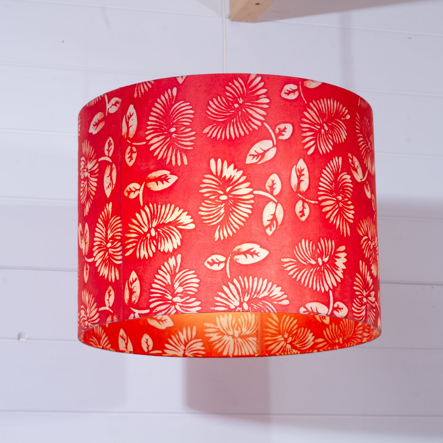 Drum Lamp Shade - B118 Batik Peony Red, 40cm(d) x 30cm(h)