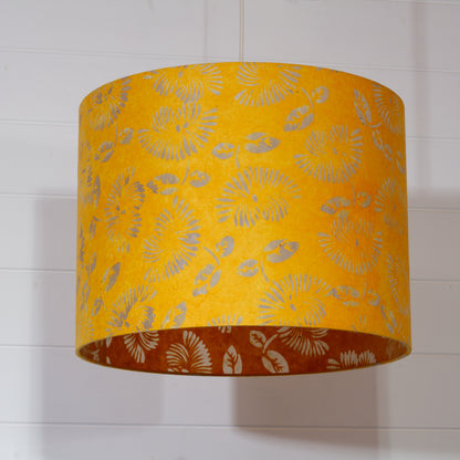 Drum Lamp Shade - B120 - Batik Peony Yellow, 40cm(d) x 30cm(h)