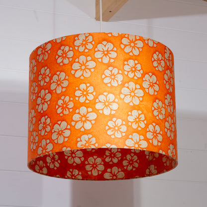 Drum Lamp Shade - P94 - Batik Star Flower on Orange, 40cm(d) x 30cm(h)