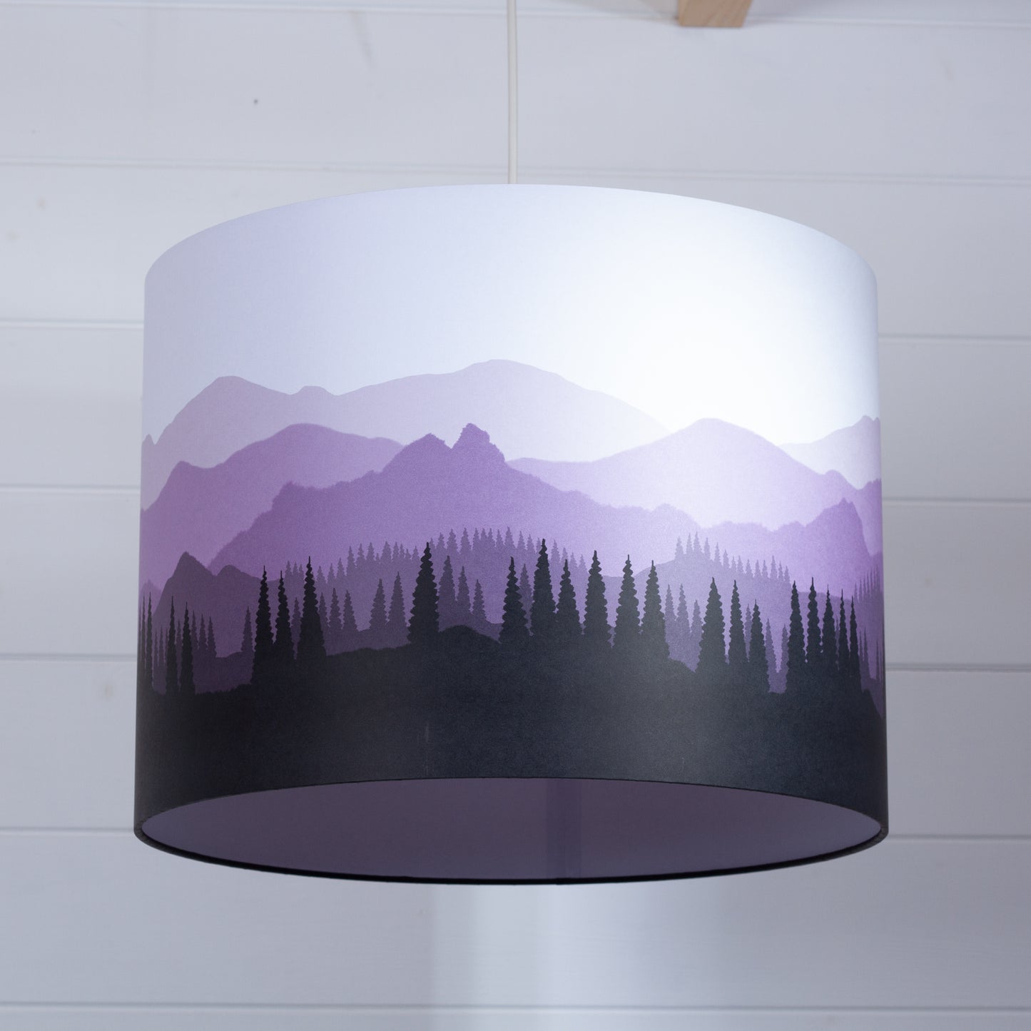 Landscape #4 Print Drum Lamp Shade 40cm(d) x 30cm(h) - Purple (D22)