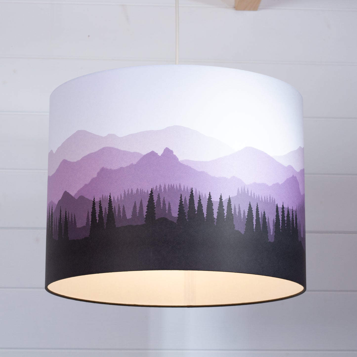 Landscape #4 Print Drum Lamp Shade 40cm(d) x 30cm(h) - Purple (D22)